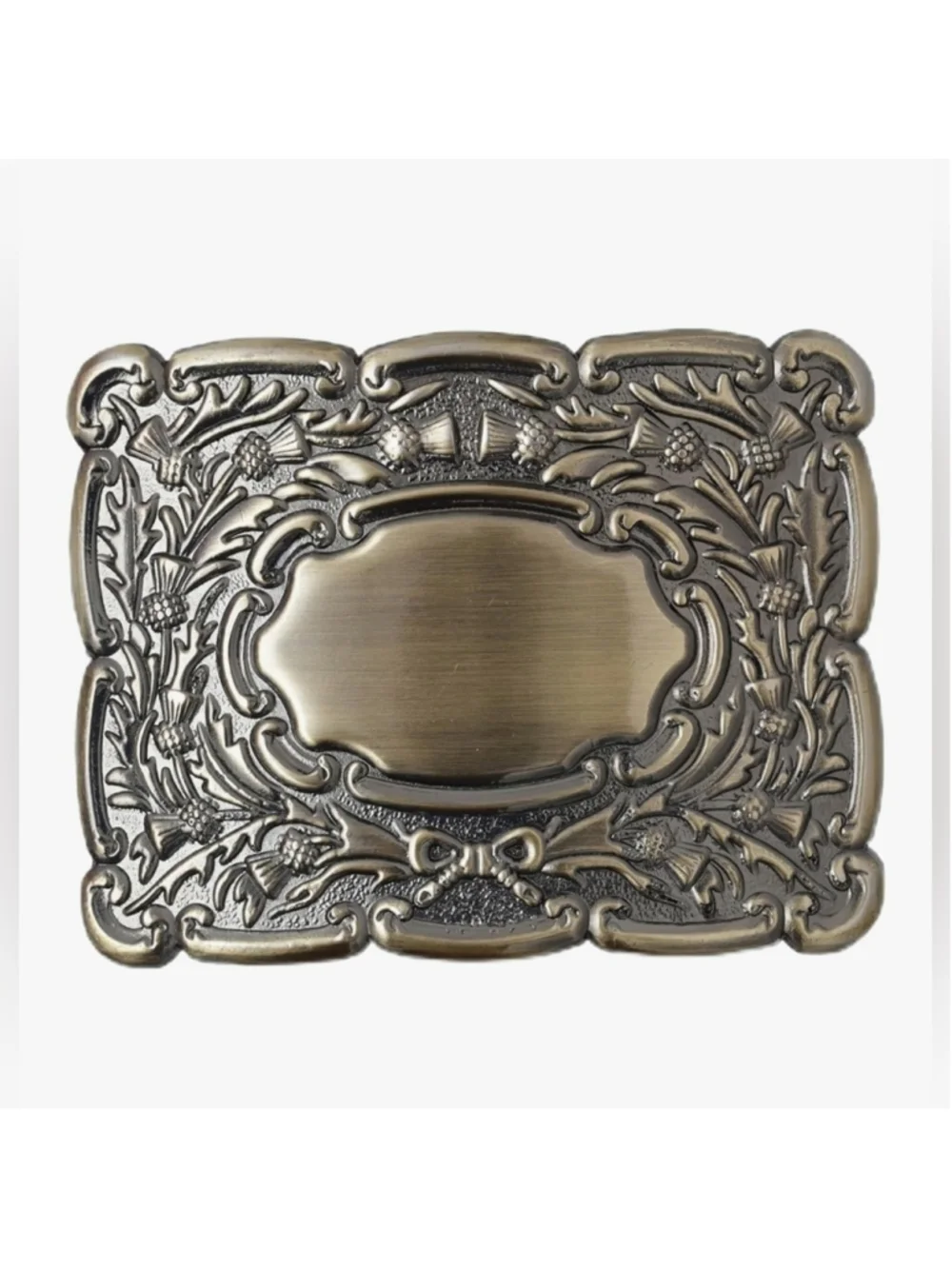 NEW Pipers Kilt Belt Buckle Pewter Rust-Free Brass Iconic Thistle Design